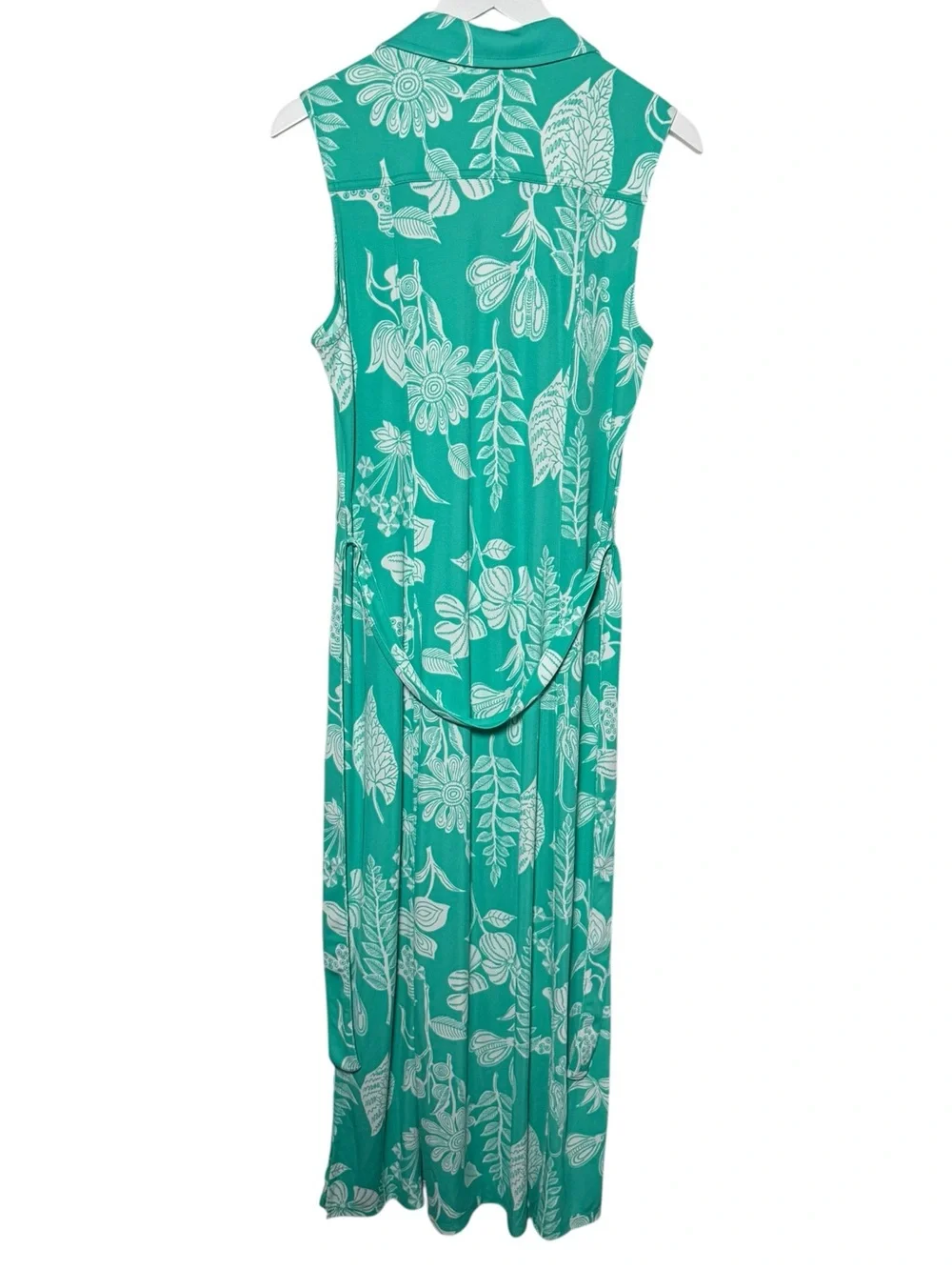 Talbots Green and White Hawaiian Floral Slinky Knit Maxi Dress NWT Size Large - Picture 5 of 8